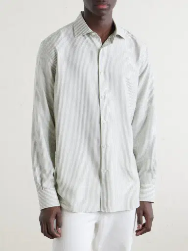 Zegna Striped Silk Shirt - Men | Thumbnail 3 Zegna Striped Silk Shirt - Men | Thumbnail 3