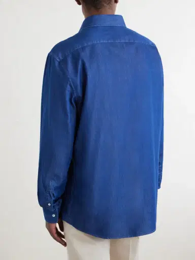 Brunello Cucinelli Cutaway-Collar Cotton-Chambray Shirt - Men | Thumbnail 4 Brunello Cucinelli Cutaway-Collar Cotton-Chambray Shirt - Men | Thumbnail 4