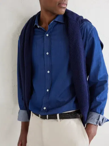 Brunello Cucinelli Cutaway-Collar Cotton-Chambray Shirt - Men | Thumbnail 5 Brunello Cucinelli Cutaway-Collar Cotton-Chambray Shirt - Men | Thumbnail 5