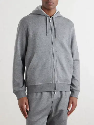 Brunello Cucinelli Cotton-Blend Jersey Zip-Up Hoodie - Men | Thumbnail 3 Brunello Cucinelli Cotton-Blend Jersey Zip-Up Hoodie - Men | Thumbnail 3