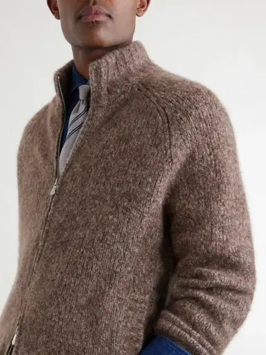 Brunello Cucinelli Brushed Cashmere and Silk-Blend Zipped Sweater - Men | Thumbnail 5 Brunello Cucinelli Brushed Cashmere and Silk-Blend Zipped Sweater - Men | Thumbnail 5