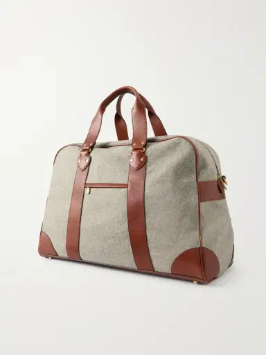 Brunello Cucinelli Leather-Trimmed Flannel Weekend Bag - Men | Thumbnail 4 Brunello Cucinelli Leather-Trimmed Flannel Weekend Bag - Men | Thumbnail 4