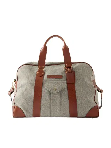 Brunello Cucinelli Leather-Trimmed Flannel Weekend Bag - Men | Thumbnail 1 Brunello Cucinelli Leather-Trimmed Flannel Weekend Bag - Men | Thumbnail 1