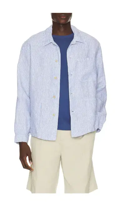 Polo Ralph Lauren Slubby Linen Striped Chore Overshirt | Thumbnail 6 Polo Ralph Lauren Slubby Linen Striped Chore Overshirt | Thumbnail 6