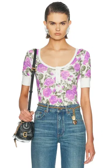Chloé Floral Henley Top | Thumbnail 1 Chloé Floral Henley Top | Thumbnail 1