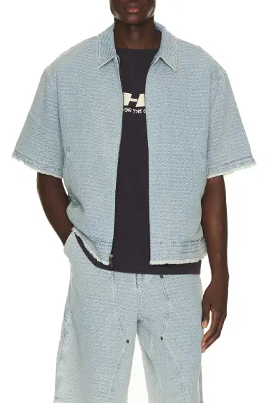 Honor The Gift Vintage Indigo Zip Front Short Sleeve | Thumbnail 1 Honor The Gift Vintage Indigo Zip Front Short Sleeve | Thumbnail 1