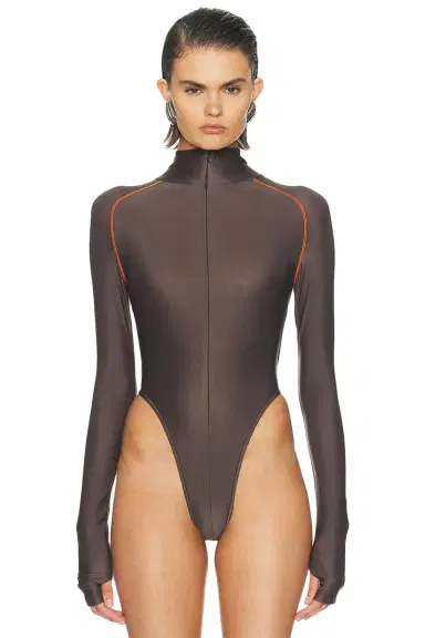 LaQuan Smith Long Sleeve Top Stitch Bodysuit | Thumbnail 2 LaQuan Smith Long Sleeve Top Stitch Bodysuit | Thumbnail 2
