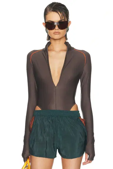 LaQuan Smith Long Sleeve Top Stitch Bodysuit | Thumbnail 1 LaQuan Smith Long Sleeve Top Stitch Bodysuit | Thumbnail 1