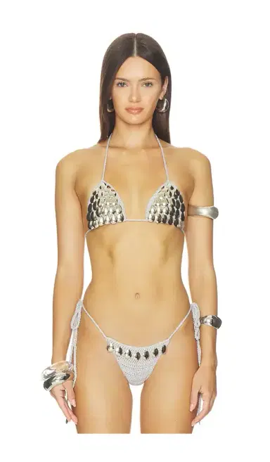 Jaded London Triangle Bikini Top With Metal Sequins | Thumbnail 1 Jaded London Triangle Bikini Top With Metal Sequins | Thumbnail 1
