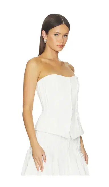 Markgong Strapless Button Up Top With Lace Trim | Thumbnail 2 Markgong Strapless Button Up Top With Lace Trim | Thumbnail 2