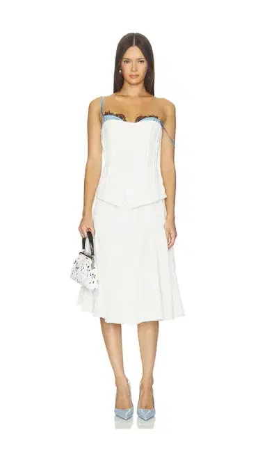 Markgong Strapless Button Up Top With Lace Trim | Thumbnail 4 Markgong Strapless Button Up Top With Lace Trim | Thumbnail 4