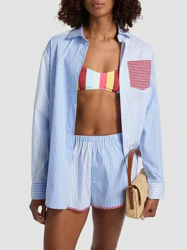 Solid & Striped Women's The Avril Stripe Button-Front Shirt - Colorblock Marina | Thumbnail 3 Solid & Striped Women's The Avril Stripe Button-Front Shirt - Colorblock Marina | Thumbnail 3