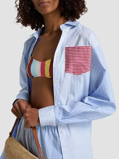 Solid & Striped Women's The Avril Stripe Button-Front Shirt - Colorblock Marina | Thumbnail 6 Solid & Striped Women's The Avril Stripe Button-Front Shirt - Colorblock Marina | Thumbnail 6