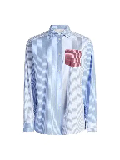 Solid & Striped Women's The Avril Stripe Button-Front Shirt - Colorblock Marina | Thumbnail 1 Solid & Striped Women's The Avril Stripe Button-Front Shirt - Colorblock Marina | Thumbnail 1