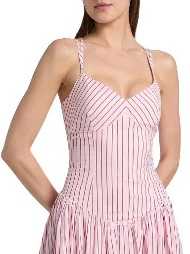 Cinq à Sept Women's Dagna Striped Cotton-Blend Midi-Dress - Cotton Candy Crimson Plum - Size 16 | Thumbnail 6 Cinq à Sept Women's Dagna Striped Cotton-Blend Midi-Dress - Cotton Candy Crimson Plum - Size 16 | Thumbnail 6