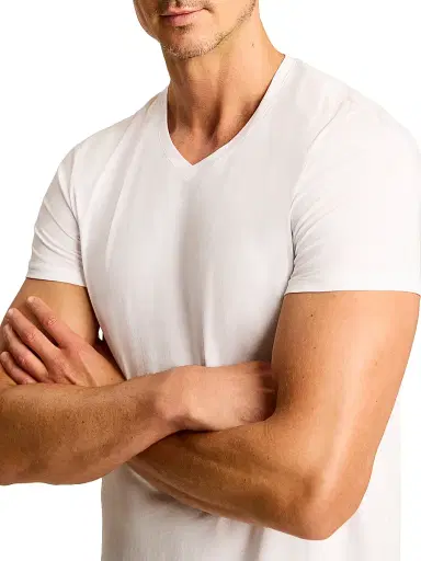 Commando Men's Premier Stretch-Cotton V-Neck Undershirt - White | Thumbnail 4 Commando Men's Premier Stretch-Cotton V-Neck Undershirt - White | Thumbnail 4