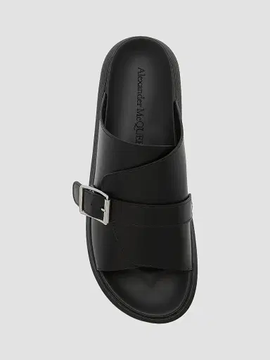 McQueen Men's Hybrid Buckle Rubber Slide Sandals - Black | Thumbnail 4 McQueen Men's Hybrid Buckle Rubber Slide Sandals - Black | Thumbnail 4