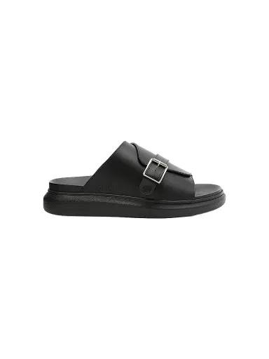 McQueen Men's Hybrid Buckle Rubber Slide Sandals - Black | Thumbnail 1 McQueen Men's Hybrid Buckle Rubber Slide Sandals - Black | Thumbnail 1