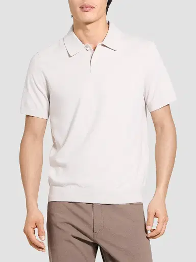 Theory Men's Soris Knit Polo Shirt - Silver Cloud | Thumbnail 3 Theory Men's Soris Knit Polo Shirt - Silver Cloud | Thumbnail 3