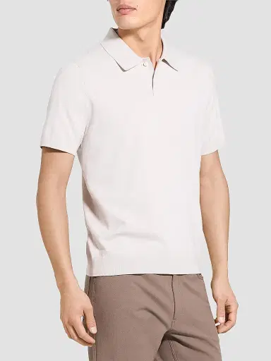 Theory Men's Soris Knit Polo Shirt - Silver Cloud | Thumbnail 4 Theory Men's Soris Knit Polo Shirt - Silver Cloud | Thumbnail 4