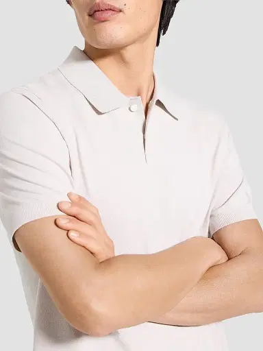 Theory Men's Soris Knit Polo Shirt - Silver Cloud | Thumbnail 6 Theory Men's Soris Knit Polo Shirt - Silver Cloud | Thumbnail 6