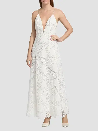 Ronny Kobo Women's Kim Embroidered Plunging V-Neck Maxi Dress - White | Thumbnail 3 Ronny Kobo Women's Kim Embroidered Plunging V-Neck Maxi Dress - White | Thumbnail 3