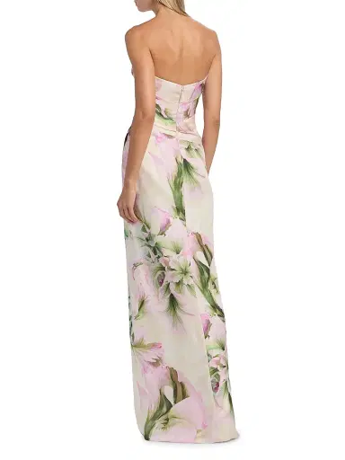 Monique Lhuillier Women's Floral Mikado Strapless Gown - Carnation Multi | Thumbnail 5 Monique Lhuillier Women's Floral Mikado Strapless Gown - Carnation Multi | Thumbnail 5