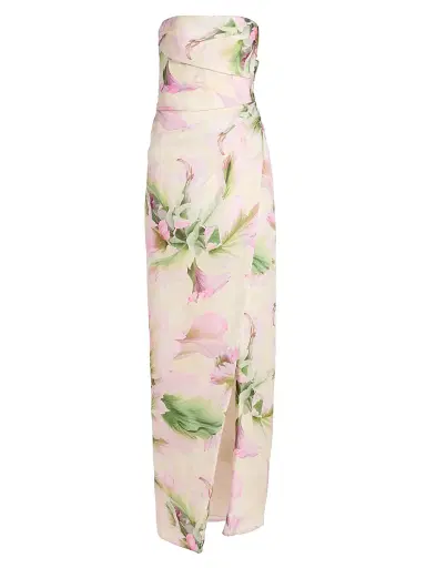 Monique Lhuillier Women's Floral Mikado Strapless Gown - Carnation Multi | Thumbnail 1 Monique Lhuillier Women's Floral Mikado Strapless Gown - Carnation Multi | Thumbnail 1