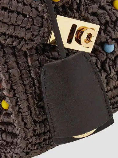 Ferragamo Women's Hug Mini Raffia & Leather Top Handle Bag | Thumbnail 6 Ferragamo Women's Hug Mini Raffia & Leather Top Handle Bag | Thumbnail 6