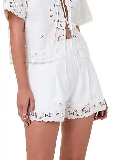 NICHOLAS Women's Irma Lace-Trim Cotton Shorts - | Thumbnail 4 NICHOLAS Women's Irma Lace-Trim Cotton Shorts - | Thumbnail 4