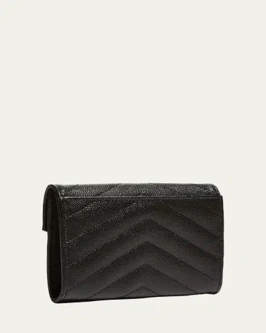 Saint Laurent YSL Monogram Small Flap Wallet in Grained Leather | Thumbnail 3 Saint Laurent YSL Monogram Small Flap Wallet in Grained Leather | Thumbnail 3