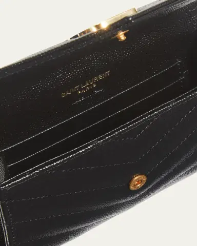 Saint Laurent YSL Monogram Small Flap Wallet in Grained Leather | Thumbnail 4 Saint Laurent YSL Monogram Small Flap Wallet in Grained Leather | Thumbnail 4