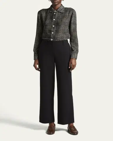 Giorgio Armani Flocked Check Silk Blouse | Thumbnail 2 Giorgio Armani Flocked Check Silk Blouse | Thumbnail 2