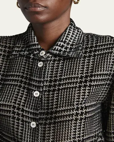 Giorgio Armani Flocked Check Silk Blouse | Thumbnail 5 Giorgio Armani Flocked Check Silk Blouse | Thumbnail 5