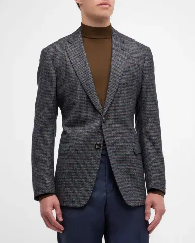 Giorgio Armani Men's Wool-Cashmere Plaid Sport Coat | Thumbnail 3 Giorgio Armani Men's Wool-Cashmere Plaid Sport Coat | Thumbnail 3