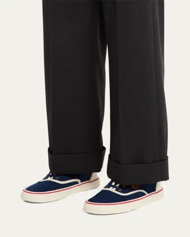 Valentino Garavani Men's Nojoke Canvas Leather VLogo Low-Top Sneakers | Thumbnail 4 Valentino Garavani Men's Nojoke Canvas Leather VLogo Low-Top Sneakers | Thumbnail 4