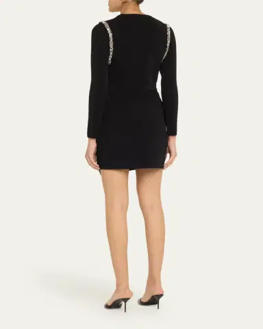 SIMKHAI Nyx Embellished Long-Sleeve Wrap Dress | Thumbnail 3 SIMKHAI Nyx Embellished Long-Sleeve Wrap Dress | Thumbnail 3