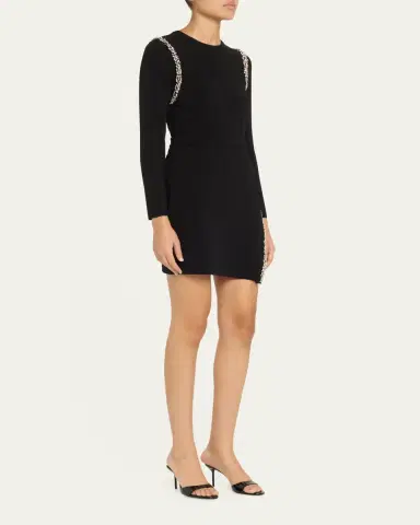 SIMKHAI Nyx Embellished Long-Sleeve Wrap Dress | Thumbnail 4 SIMKHAI Nyx Embellished Long-Sleeve Wrap Dress | Thumbnail 4