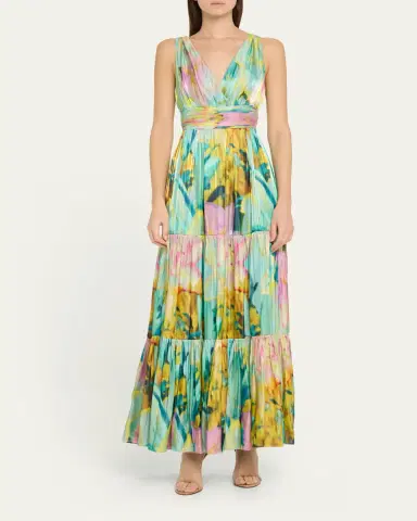 Kobi Halperin Britt Tiered Metallic Satin Maxi Dress | Thumbnail 2 Kobi Halperin Britt Tiered Metallic Satin Maxi Dress | Thumbnail 2