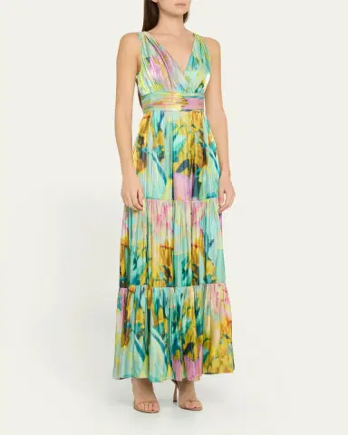 Kobi Halperin Britt Tiered Metallic Satin Maxi Dress | Thumbnail 4 Kobi Halperin Britt Tiered Metallic Satin Maxi Dress | Thumbnail 4