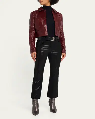 FRAME Le Crop Mini Boot Leather Pants | Thumbnail 2 FRAME Le Crop Mini Boot Leather Pants | Thumbnail 2
