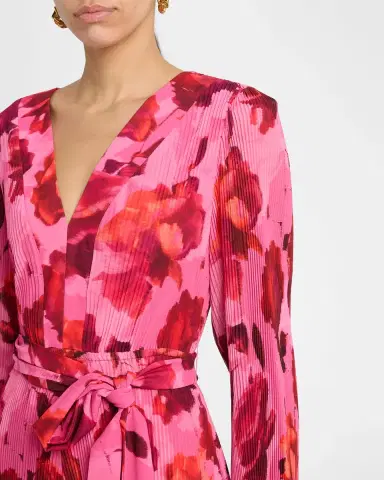 Milly Liv Pleated Floral-Print Mini Dress | Thumbnail 4 Milly Liv Pleated Floral-Print Mini Dress | Thumbnail 4