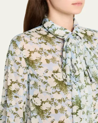 Prabal Gurung Floral Tie-Neck Blouse | Thumbnail 5 Prabal Gurung Floral Tie-Neck Blouse | Thumbnail 5