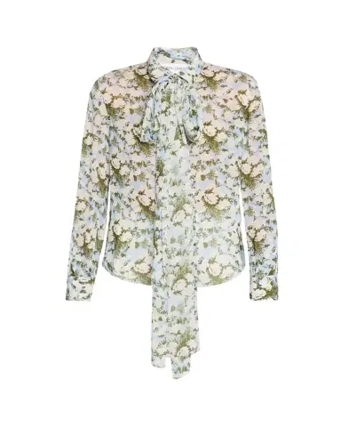 Prabal Gurung Floral Tie-Neck Blouse | Thumbnail 1 Prabal Gurung Floral Tie-Neck Blouse | Thumbnail 1