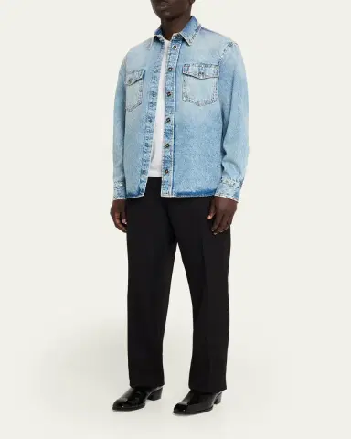Versace Men's Embellished Denim Overshirt | Thumbnail 2 Versace Men's Embellished Denim Overshirt | Thumbnail 2