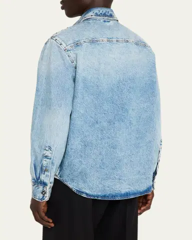 Versace Men's Embellished Denim Overshirt | Thumbnail 3 Versace Men's Embellished Denim Overshirt | Thumbnail 3