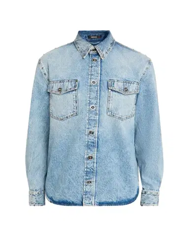 Versace Men's Embellished Denim Overshirt | Thumbnail 1 Versace Men's Embellished Denim Overshirt | Thumbnail 1