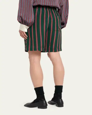 Dries Van Noten Men's Striped Viscose-Silk Drawstring Shorts | Thumbnail 3 Dries Van Noten Men's Striped Viscose-Silk Drawstring Shorts | Thumbnail 3