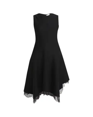 McQueen Asymmetric Lace Hem Sleeveless Midi Dress | Thumbnail 1 McQueen Asymmetric Lace Hem Sleeveless Midi Dress | Thumbnail 1