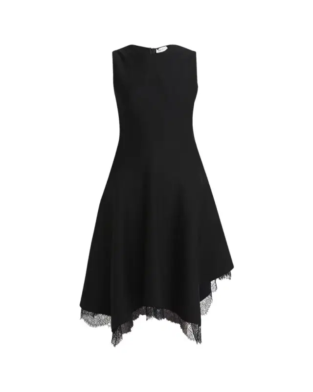 Asymmetric Lace Hem Sleeveless Midi Dress Asymmetric Lace Hem Sleeveless Midi Dress